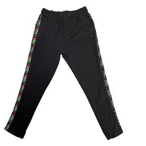 Off Beat Men's Black Multicolor Embroidered Joggers Size Large